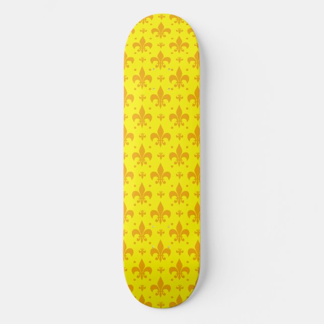 Skateboard Diseño del patrón de flor amarillo de lis (Anverso)