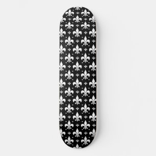 Skateboard Diseño del patrón de flor negro de lis