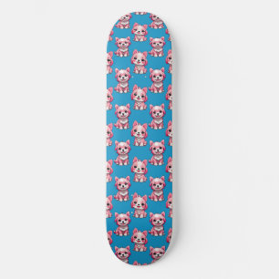 Skateboard Diseño del patrón de perro de cachorro rosa - azul