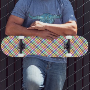 Skateboard Diseño del patrón de plancha de Gingham multicolor