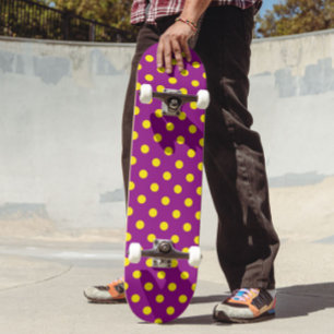 Skateboard Diseño del patrón de puntos de polka amarillo sobr