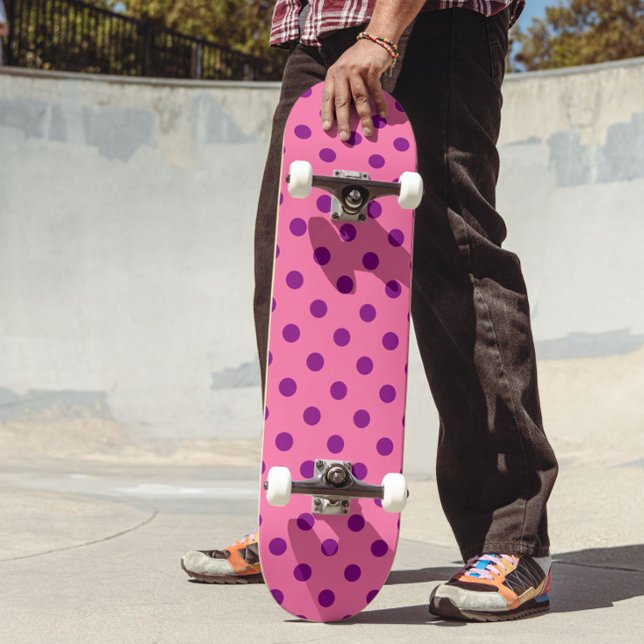 Skateboard Diseño del patrón de puntos de polka rosado púrpur (Subido por el creador)
