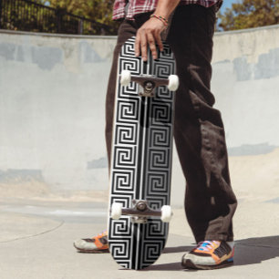 Skateboard Diseño del patrón Fret de la llave griega blanca g