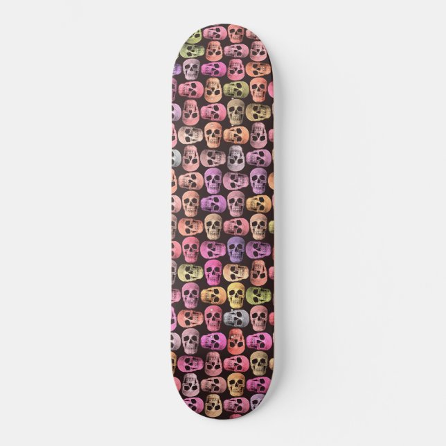 Skateboard Diseño divertido de arte pop de cráneo gótico (Anverso)