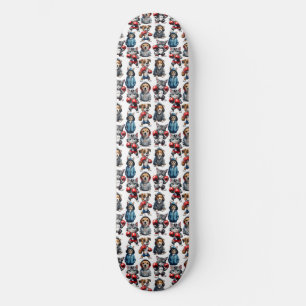 Skateboard Diseño divertido de patrones de perros gatos en bo