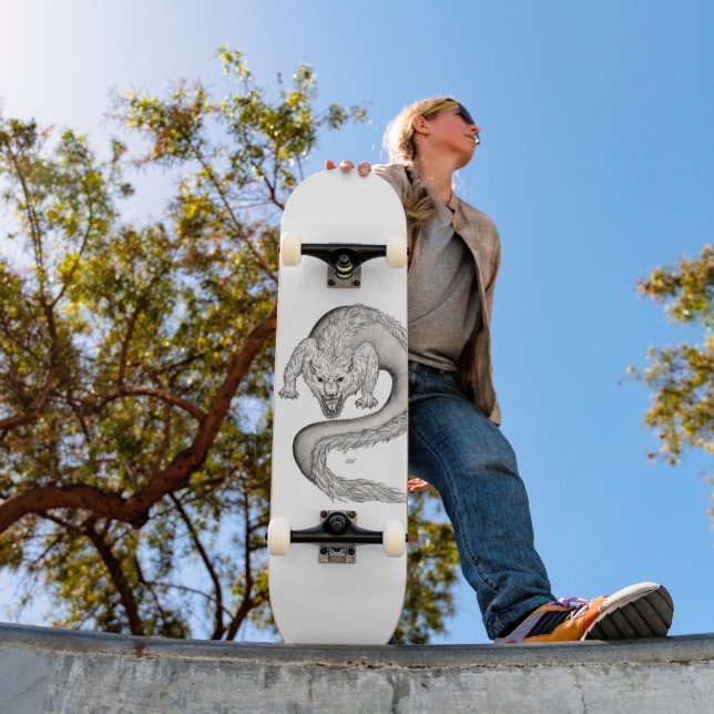 Skateboard Diseño en blanco y negro de Wolfdragon (Exterior 1)