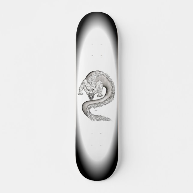 Skateboard Diseño en blanco y negro de Wolfdragon (Anverso )