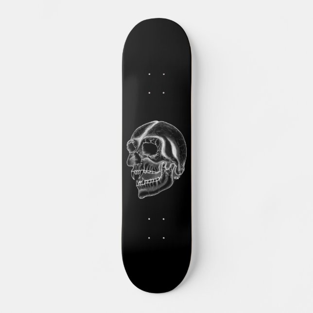 Skateboard Diseño en blanco y negro del cráneo de vampiros (Anverso)