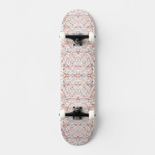 Skateboard Diseño floral blanco y rosa
