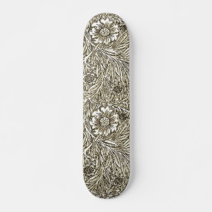 Skateboard Diseño floral intrincado en marrón y blanco