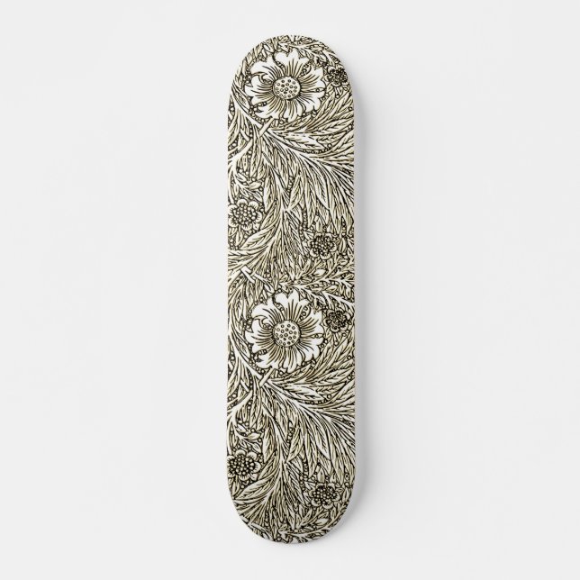 Skateboard Diseño floral intrincado en marrón y blanco (Anverso )