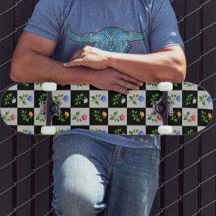 Skateboard Diseño floral Rosa multicolor controlado