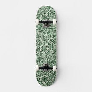 Skateboard diseño floral verde caléndula de william morris
