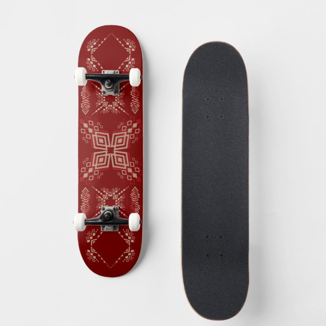 Skateboard Diseño geométrico de inspiración tribal en negrita (Anverso)