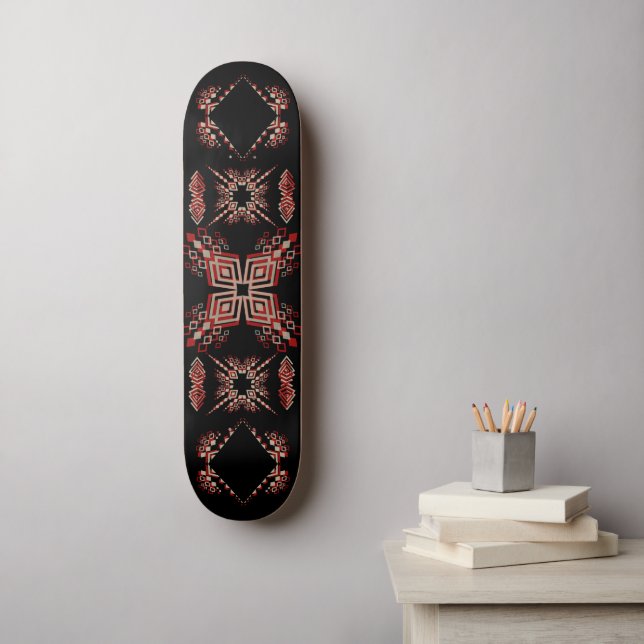 Skateboard Diseño geométrico de inspiración tribal en negrita (Arte de la pared)