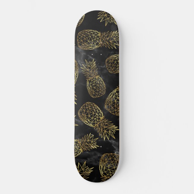 Skateboard Diseño geométrico moderno de piñas doradas (Anverso)