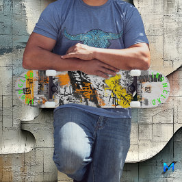 Skateboard Diseño inspirado en el graffiti y patrones abstrac