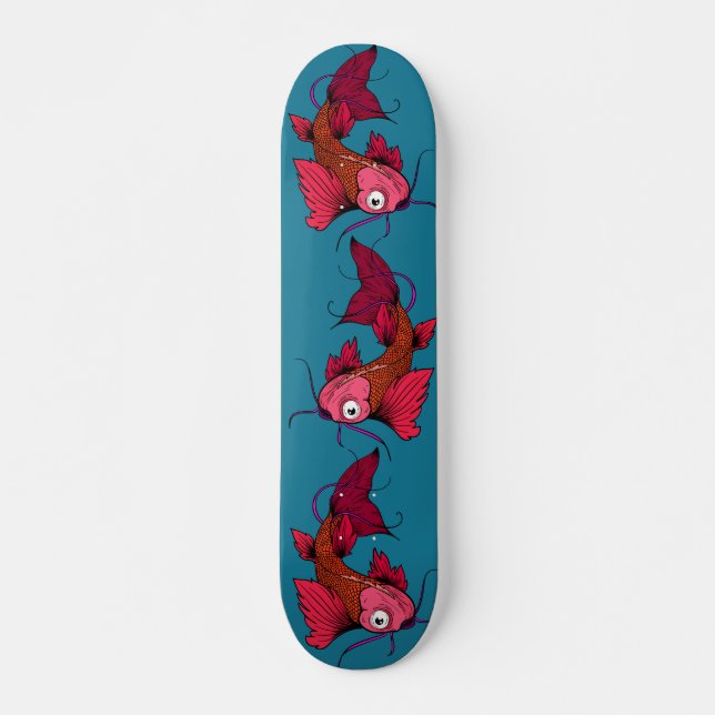 Skateboard Diseño japonés de tatuajes de pescado Koi Karper (Anverso )
