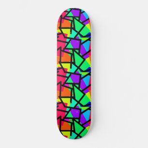 Skateboard Diseño Memphis de estilo retro vibrante geométri