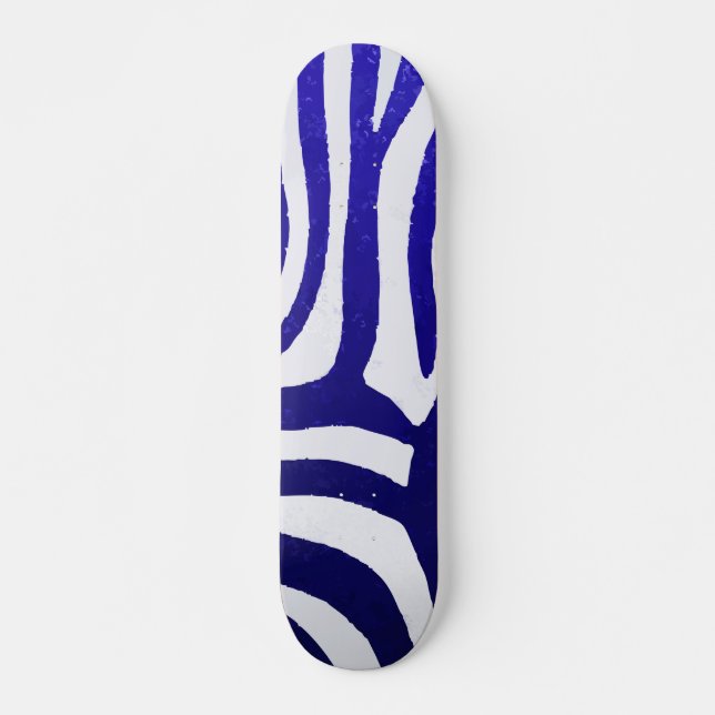 Skateboard Diseño moderno con patrón de cebra azul gradiente  (Anverso )