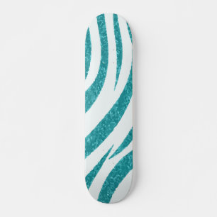 Skateboard Diseño moderno con patrón de cebra de brillo azul 