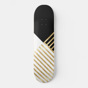 Skateboard Diseño moderno de franjas de oro geométricas de 