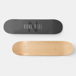 Skateboard Diseño moderno de monograma mínimo editable gris o