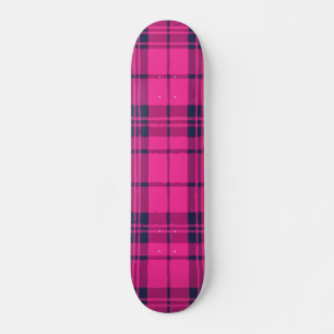 Skateboard Diseño moderno de patrón de cuadros rosado