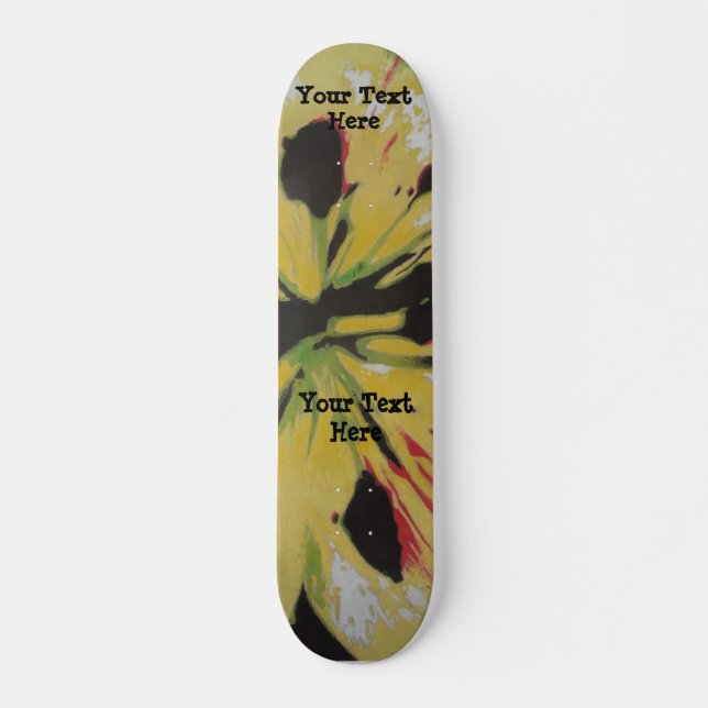 Skateboard diseño moderno original amarillo negro del arte (Anverso )