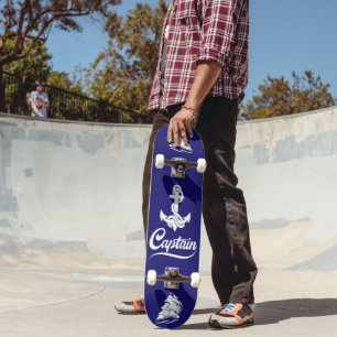 Skateboard Diseño Náutico Ancla Barco de Vela Capitán