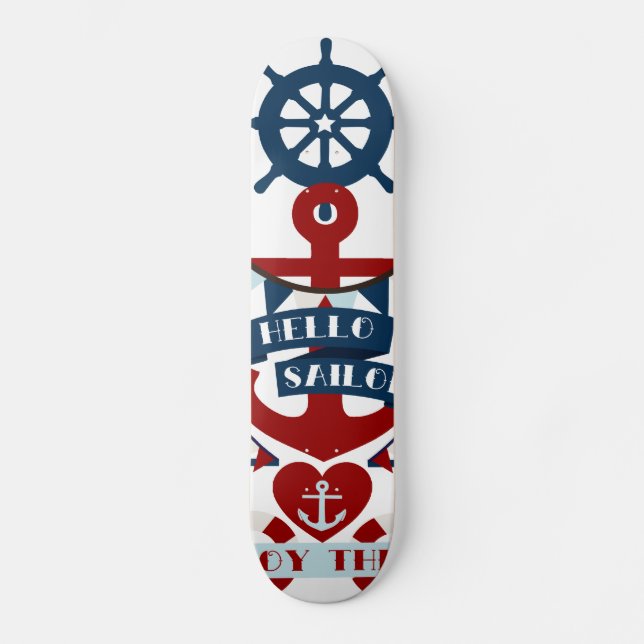 Skateboard Diseño náutico del barco de vela del ancla del (Anverso)