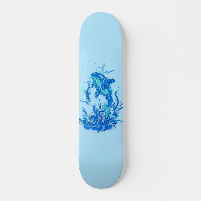 Skateboard Diseño Orca Azul (Anverso )