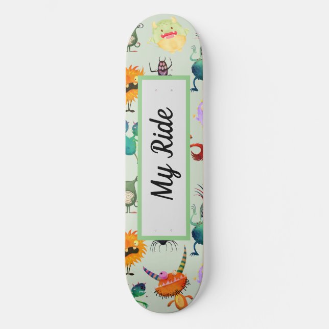 Skateboard Diseño personalizado de monstruos para niños    (Anverso)