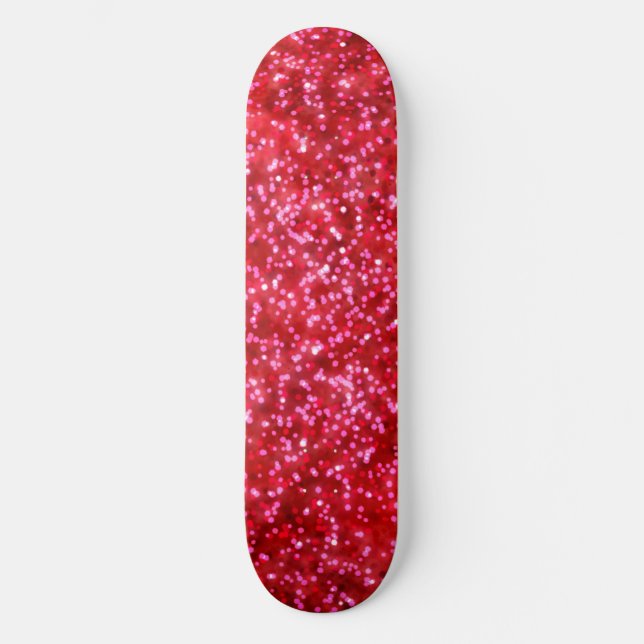 Skateboard Diseño Purpurina de bonito Brillante Red Faux (Anverso)