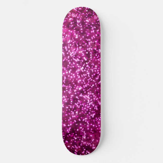 Skateboard Diseño Purpurina de bonito Rosa Rosa Faux (Anverso)