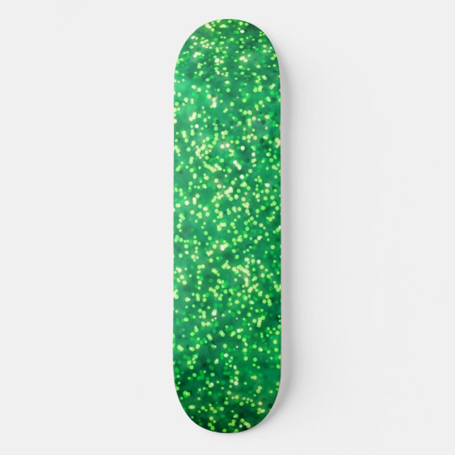 Skateboard Diseño Purpurina de bonito Verde Faux (Anverso)