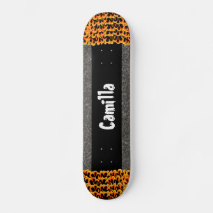 Skateboard Diseño Purpurinoso gris negro Nombre personalizado