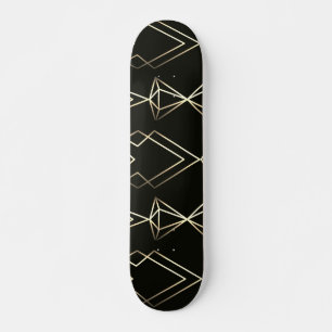 Skateboard Diseño retro clásico en negro y oro