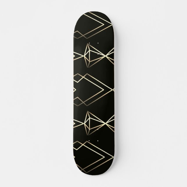 Skateboard Diseño retro clásico en negro y oro (Anverso )