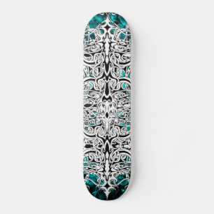 Skateboard Diseño tribal del Imperio Blanco y Negro