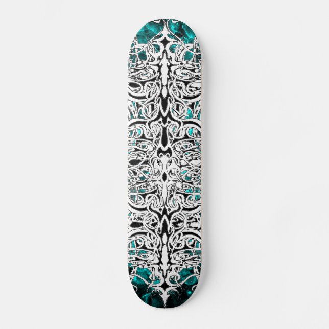 Skateboard Diseño tribal del Imperio Blanco y Negro (Anverso)