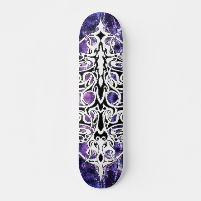 Skateboard Diseño tribal del Imperio Blanco y Negro (Anverso )