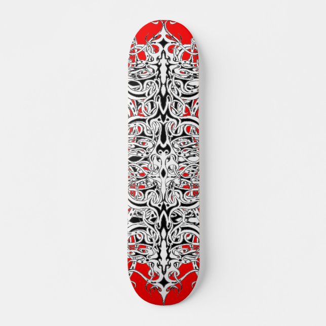 Skateboard Diseño tribal del Imperio Blanco y Negro (Anverso )