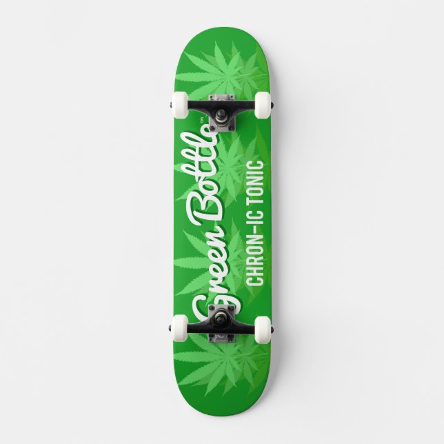Skateboard Diseño verde de la hoja de la botella (Anverso)