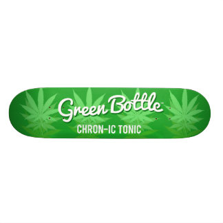 Skateboard Diseño verde de la hoja de la botella