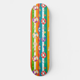 Skateboard Diseño vibrante de verano con tema de playa