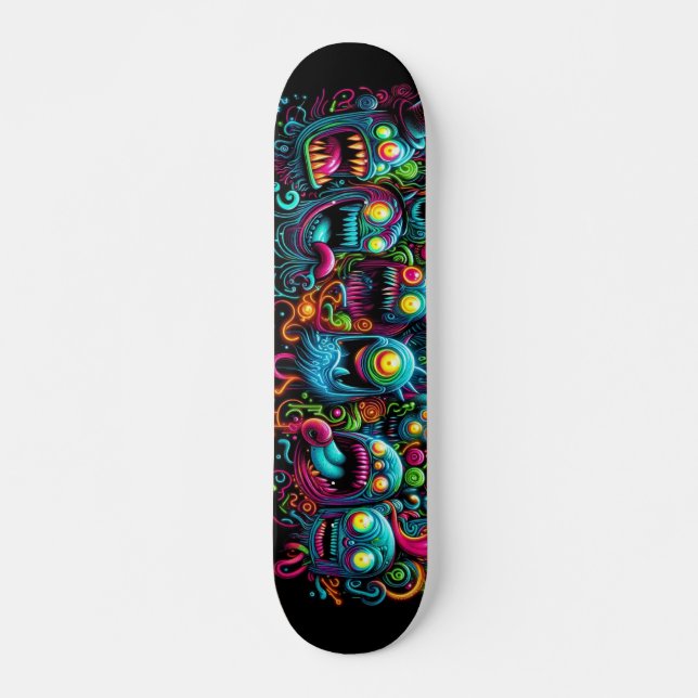 Skateboard Diseños brillantes de monstruos de graffiti (Anverso )