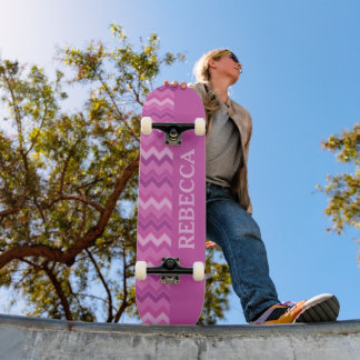 Skateboard Diversión y energía personalizada de Zig Zag rosa