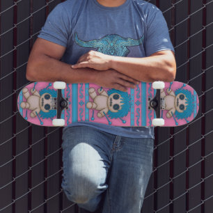 Skateboard Dolor rosa + azul turquesa de vudú