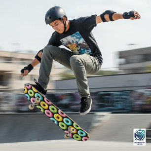 Skateboard Donas Coloridas con Purpurina
